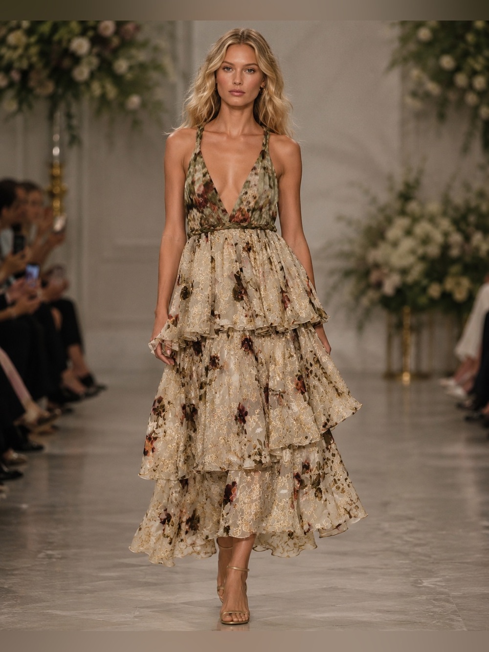 Brock Collection ONE OF A KIND Runway Floral Tiered Midi Dress NWT Retail $5,000
